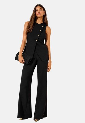 Friends Like These, ASYMMETRIC WAISTCOAT SCUBA JUMPSUIT - Mono - black