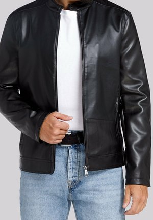 Imiteret læderjakke - black