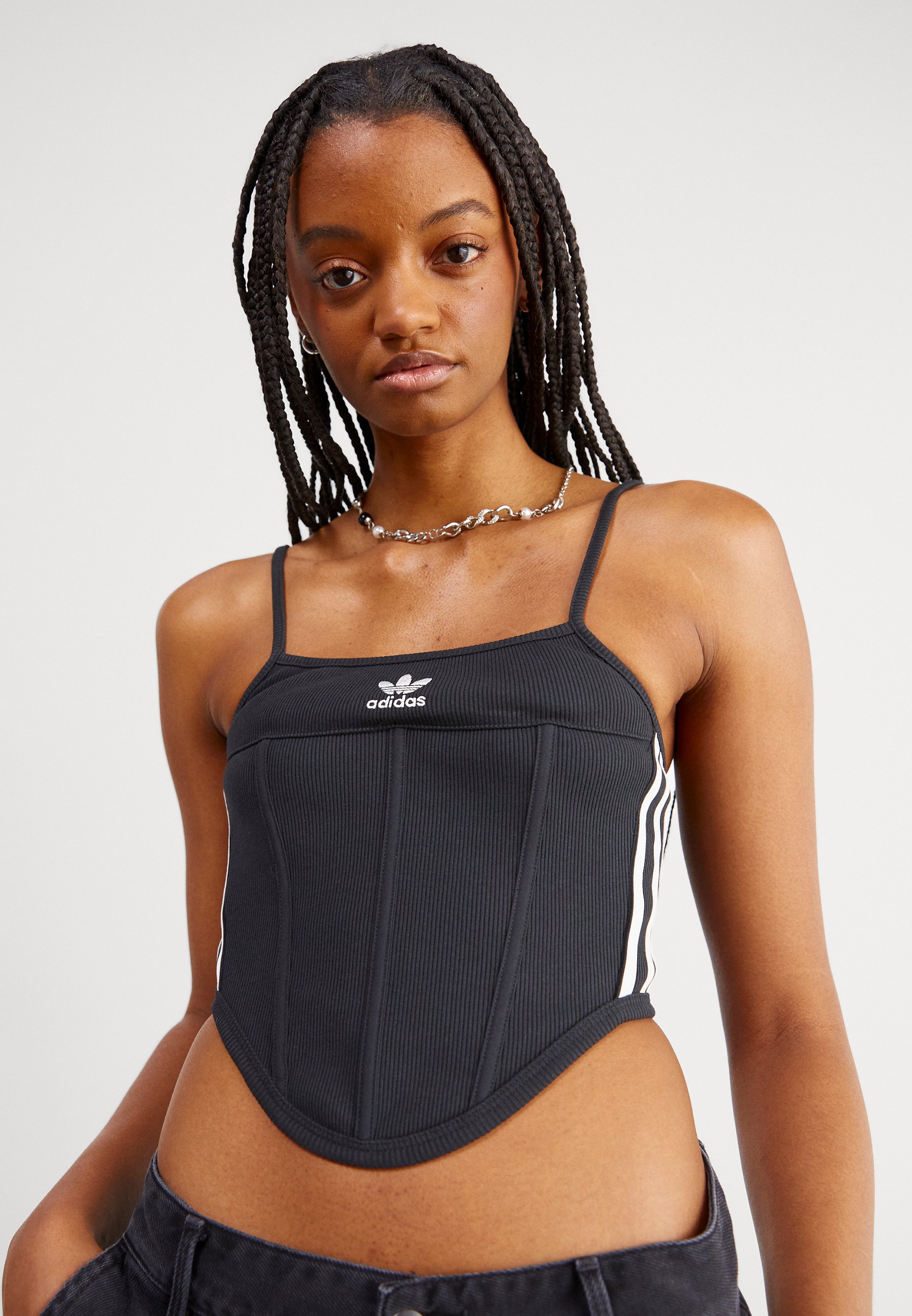 adidas Originals Branded Corset Top Black