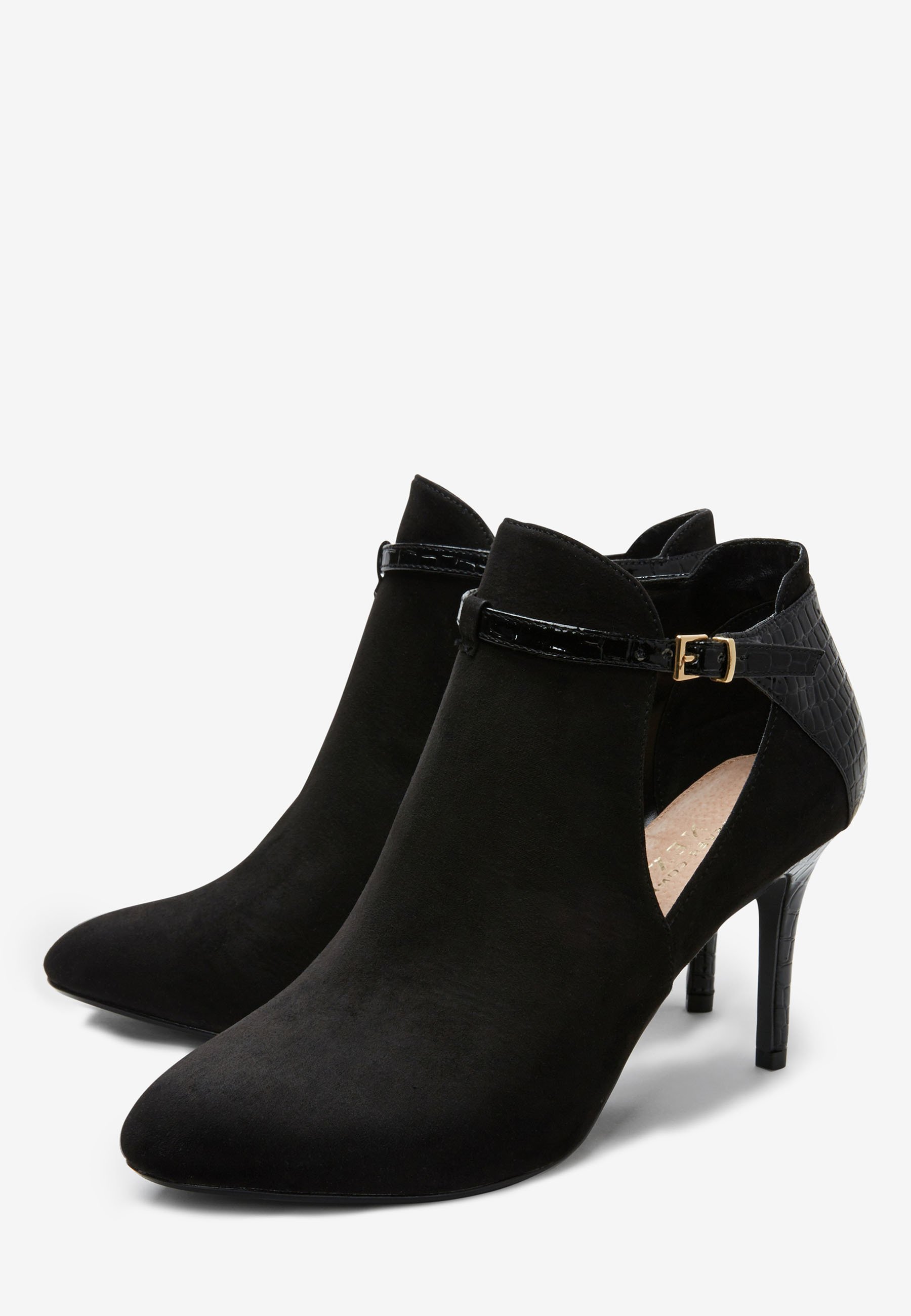 High heeled ankle boots - mottled black 