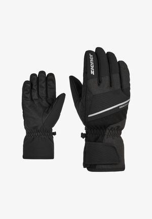Guantes de invierno negros con un diseño texturizado, featuring un puño ajustado, acentos de silicona y elementos reflectantes. Hechos de materiales resistentes al agua.