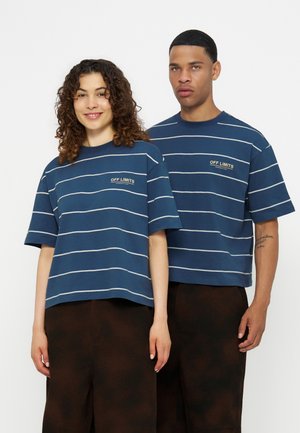 YOURTURN, UNISEX STRIPED BOXY FIT - Tričko s potlačou - blue/white