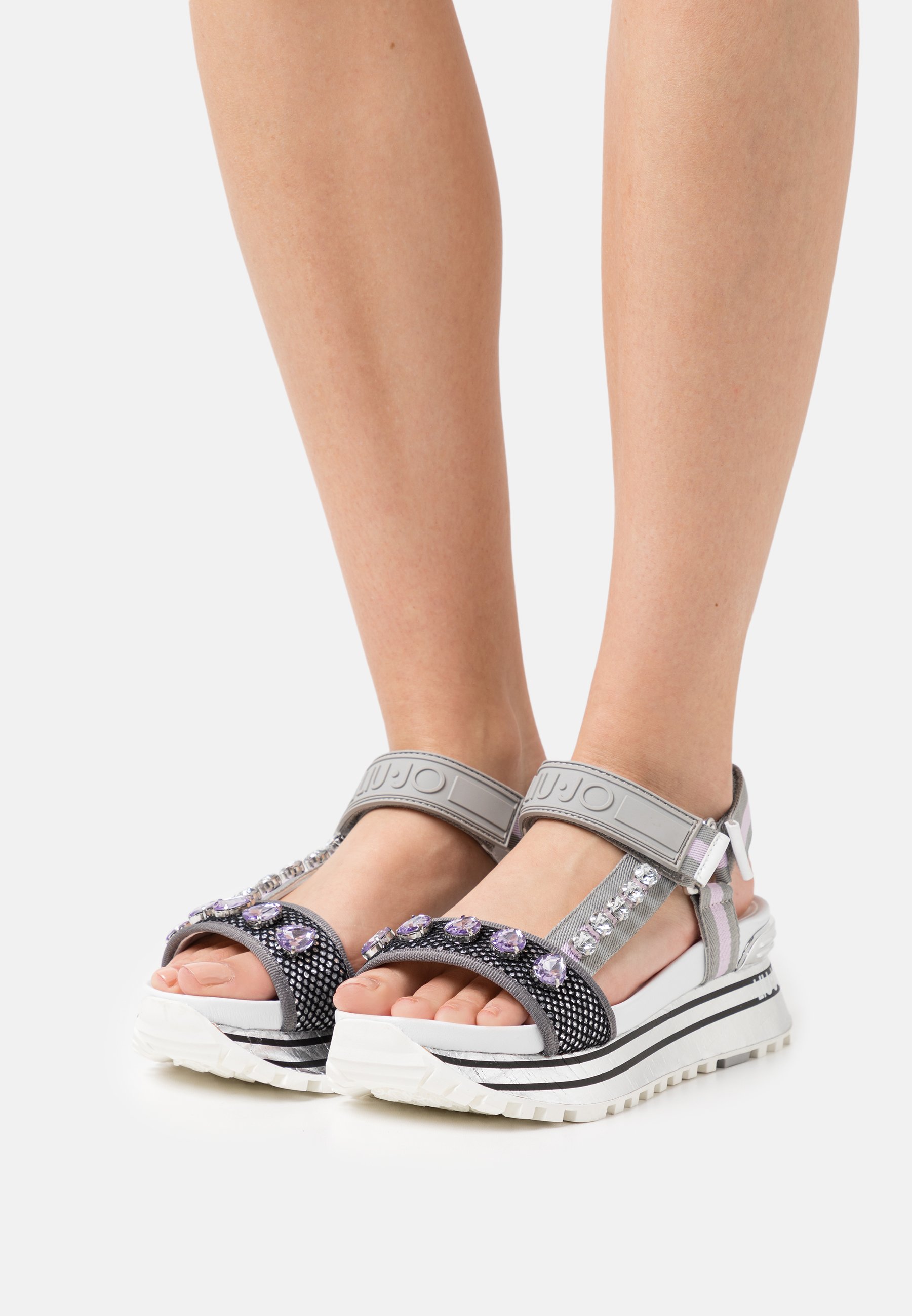 Liu Jo Jeans MAXI - Sandalias con plataforma - ciment/plateado - Zalando.es