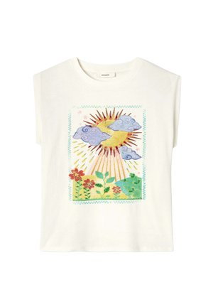 Promod, T-SHIRT À MOTIF BRODÉ - T-shirt imprimé - imprimé écru