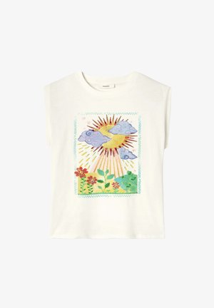 Promod, T-SHIRT À MOTIF BRODÉ - T-shirt imprimé - imprimé écru