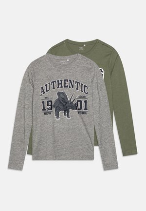 NKMRARO 2 PACK - Camiseta de manga larga - grey melange/agave green