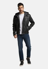 Bruno Banani MIT KAPUZE SMUDO - Lederjacke - schwarz