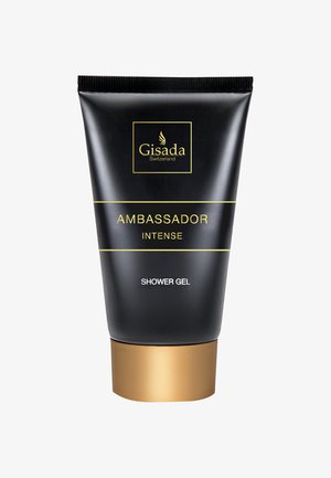 Zwarte en gouden tube van Gisada Switzerland Ambassador Intense douchegel met een metalen gouden dop.