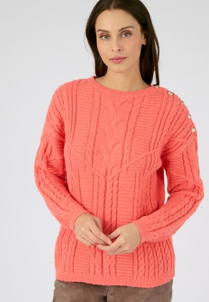 Damart À TORSADES ET BOUTONS  - Strickpullover - corail
