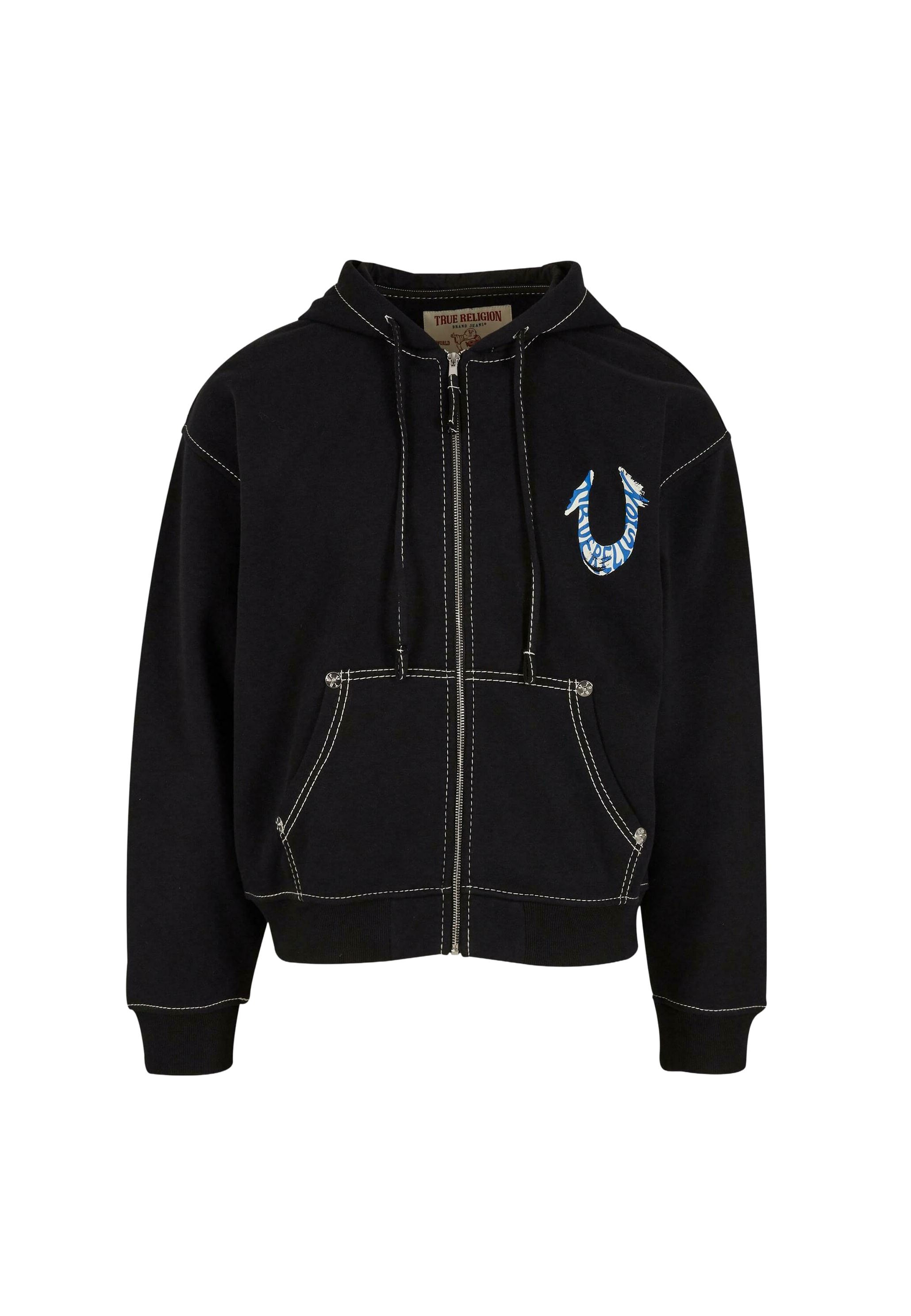 True Religion HS PAINT CINCHED BIG ZIP UP - Hanorac - black/negru