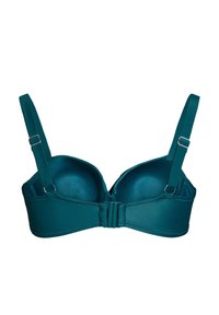 Dunkelgrüner Bügel-BH mit vorgeformten Cups, verstellbaren Trägern und Hakenschliee am Rcken. Glatter Stoff mit dezentem Glanz.