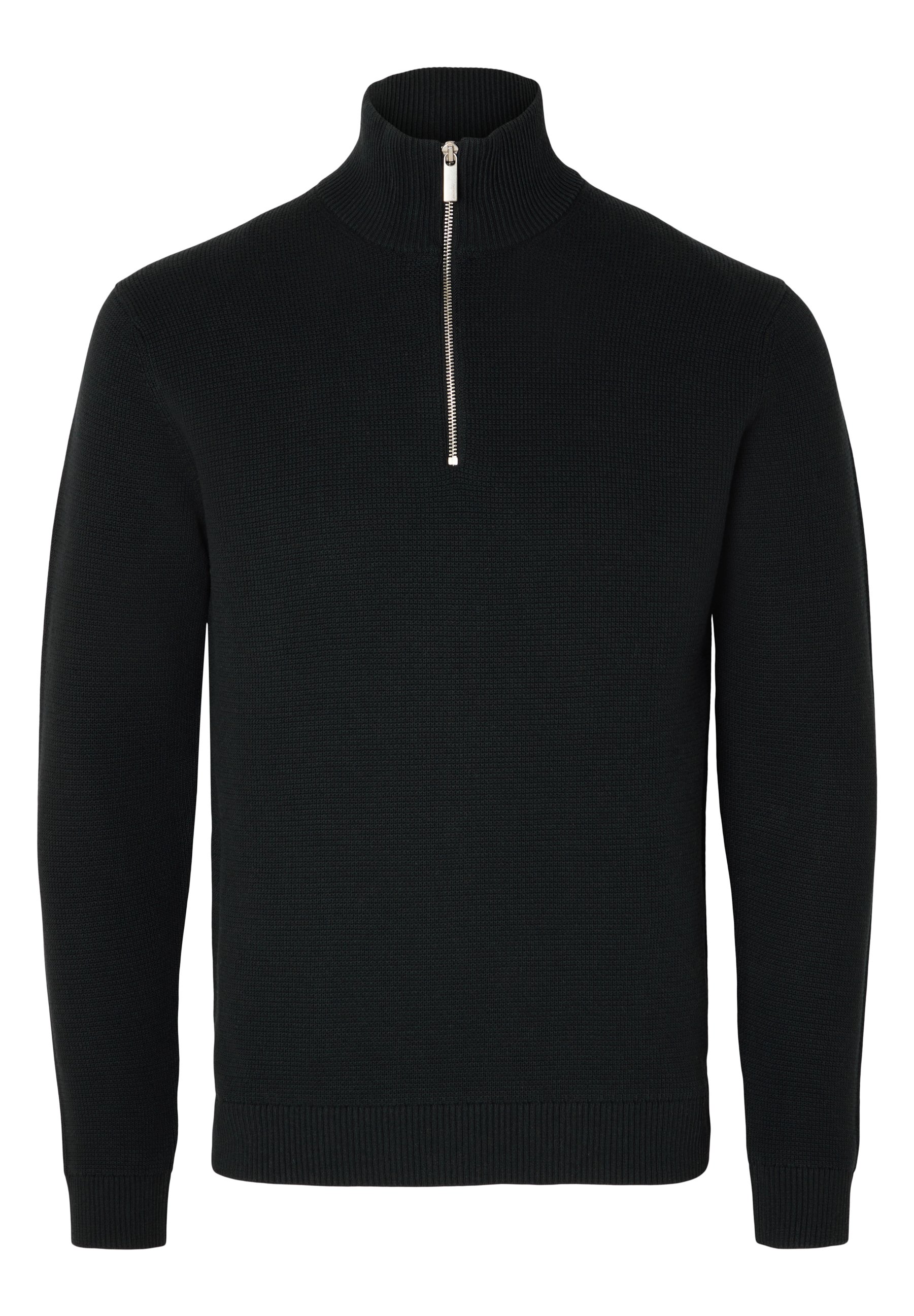 Selected SLMDANE HALF ZIP - Strikkegenser - black/svart - Zalando.no