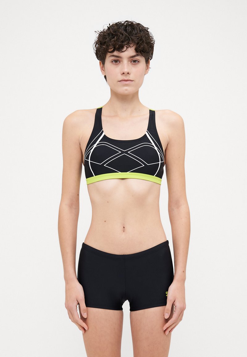 Arena WOMENS GRAPHIC SWIMSUIT PRO TWO PIECES - Bikini - black/artic lime