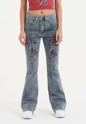Ed Hardy FLORAL CROSS  - Bootcut jeans - blue