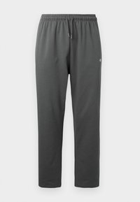 Σκούρο γκρι βελούδινο παντελόνι φούτερ με ελαστική μέση και κορδόνι, με μικρό λογότυπο στο δεξί μηρό.