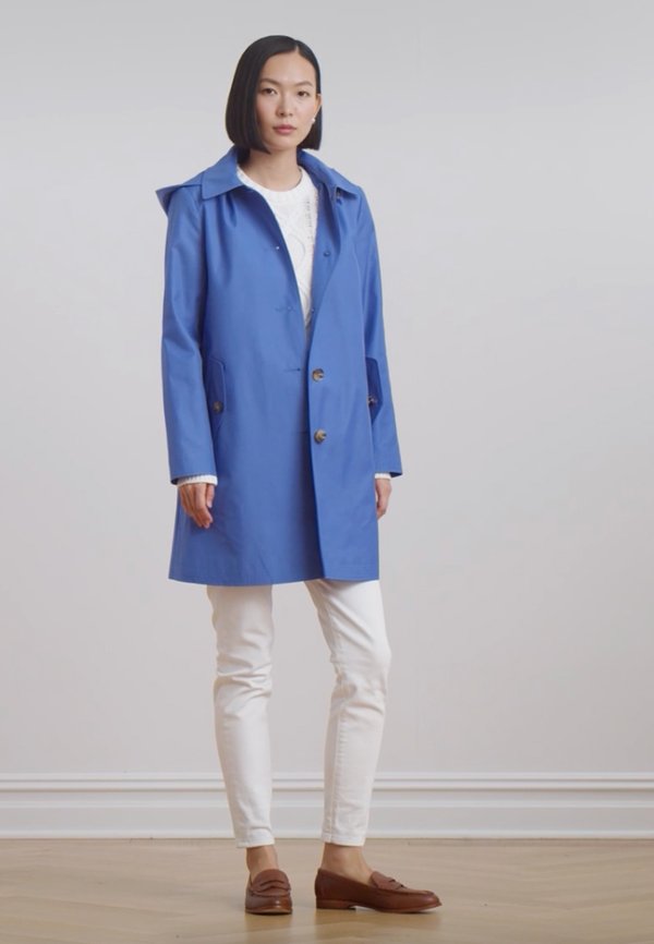 HOODED COTTON BLEND BALMACAAN COAT - Short coat - soft lazuli2