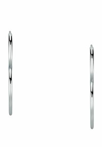 Sølv creole ørehængere med en glat, blank overflade, der har en rund top og et kontinuerligt loop-design, som reflekterer lyset.