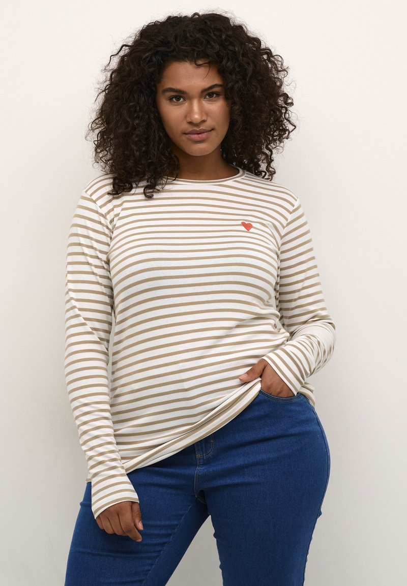 Kaffe Curve KCLIA - T-shirt à manches longues - chalk chincilla red heart