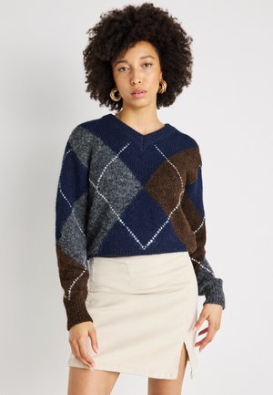 SWEATER - Pullover - blue/grey/brown