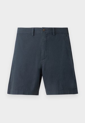 Pantaloni scurți bleumarin dintr-un amestec de bumbac, cu închidere cu buton, buzunare laterale și un design cu picioare drepte.