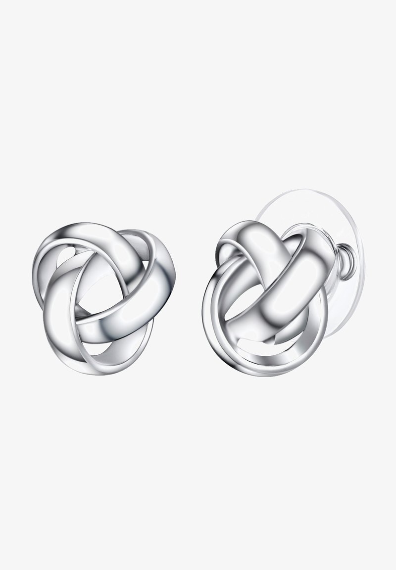 Sidabriniai mazgo auskarai su poliruotu, susuktų formų dizainu. Lygus paviršius ir apvalus siluetas, turintys skaidrų užsegimą, užtikrinantį saugų dėvėjimą.
