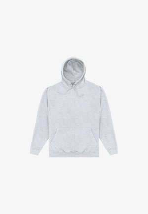 Lichtgrijze sweatshirt met een capuchon, trekkoorden en een voorzak; heeft ribgebreide manchetten en een zoom voor een snug fit.
