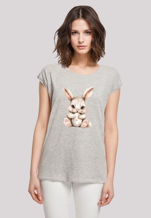 NIEDLICHER OSTERHASE MIT EI - Print T-shirt - heather grey