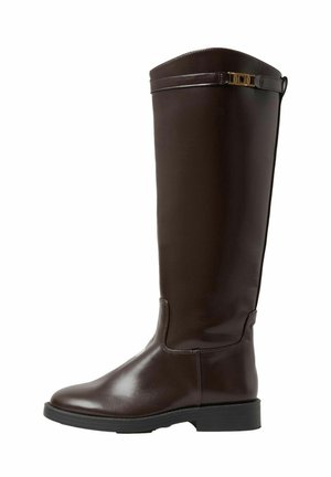 REGULAR FIT - FLAT LONG RIDING - Stivali alti - chocolate brown