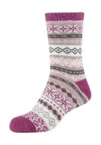 camano ONLINE WOMEN COSY NORWEGIAN WINTER SOCKS 2 PACK - Kojinės - damson