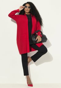 Ulla Popken LONG OPEN FRONT SWEATER - Cardigan - salsa melange