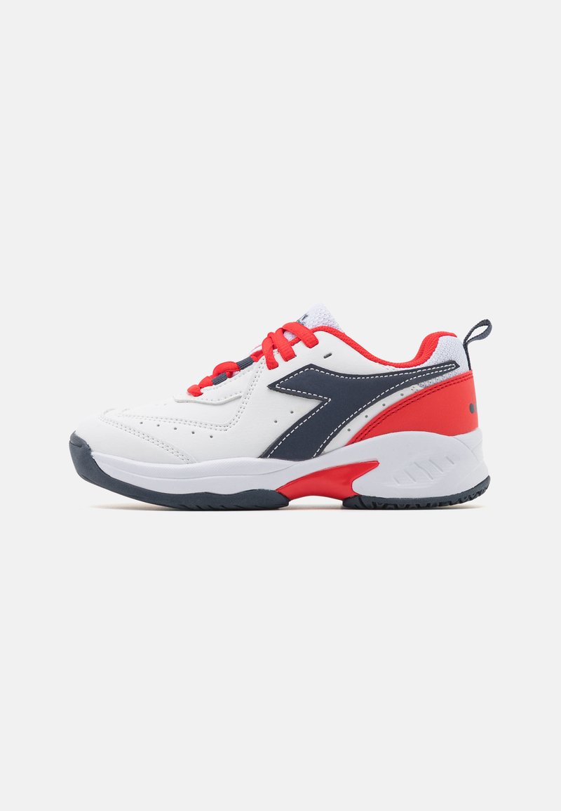 Diadora - CHALLENGE 5 JR UNISEX - All court tennisskor - white/blue corsair/fiery red, Förstora