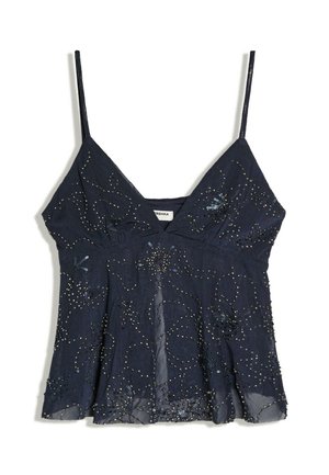 Bershka, BEADED MESH - STRAPPY TOP - Débardeur - royal blue