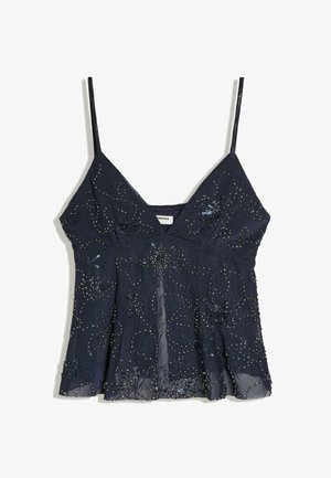 Bershka, BEADED MESH - STRAPPY TOP - Débardeur - royal blue