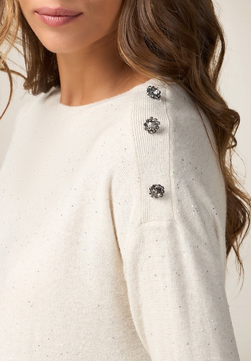 Oltre MISTO CON PAILLETTES Maglione bianco
