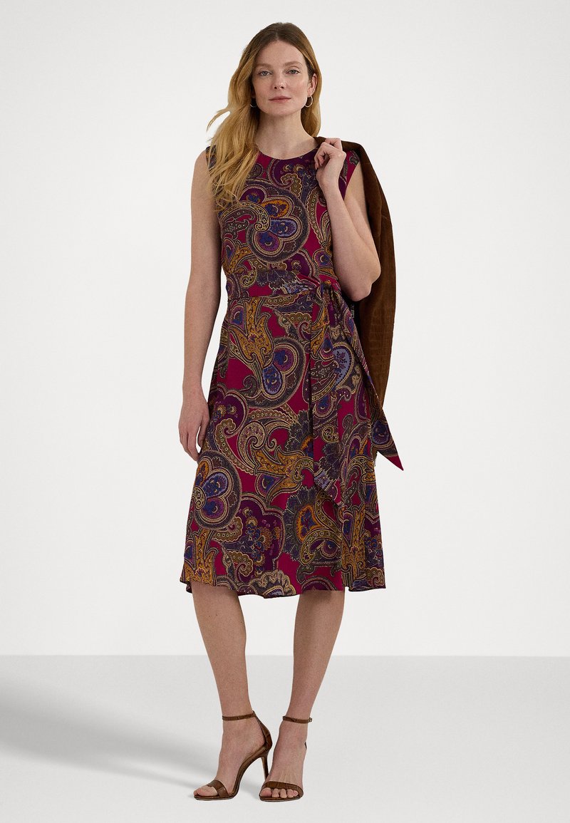 Lauren Ralph Lauren PAISLEY BELTED BUBBLE CREPE DRESS Day dress