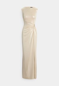 BUCKLE-TRIM METALLIC JERSEY GOWN - Pidulikud riided - champagne/silver-colored
