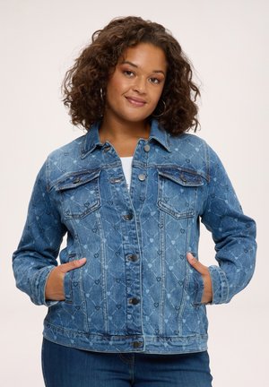 Fiorella Rubino, GIACCA CON STAMPA E CUORI - Denim jacket - blu