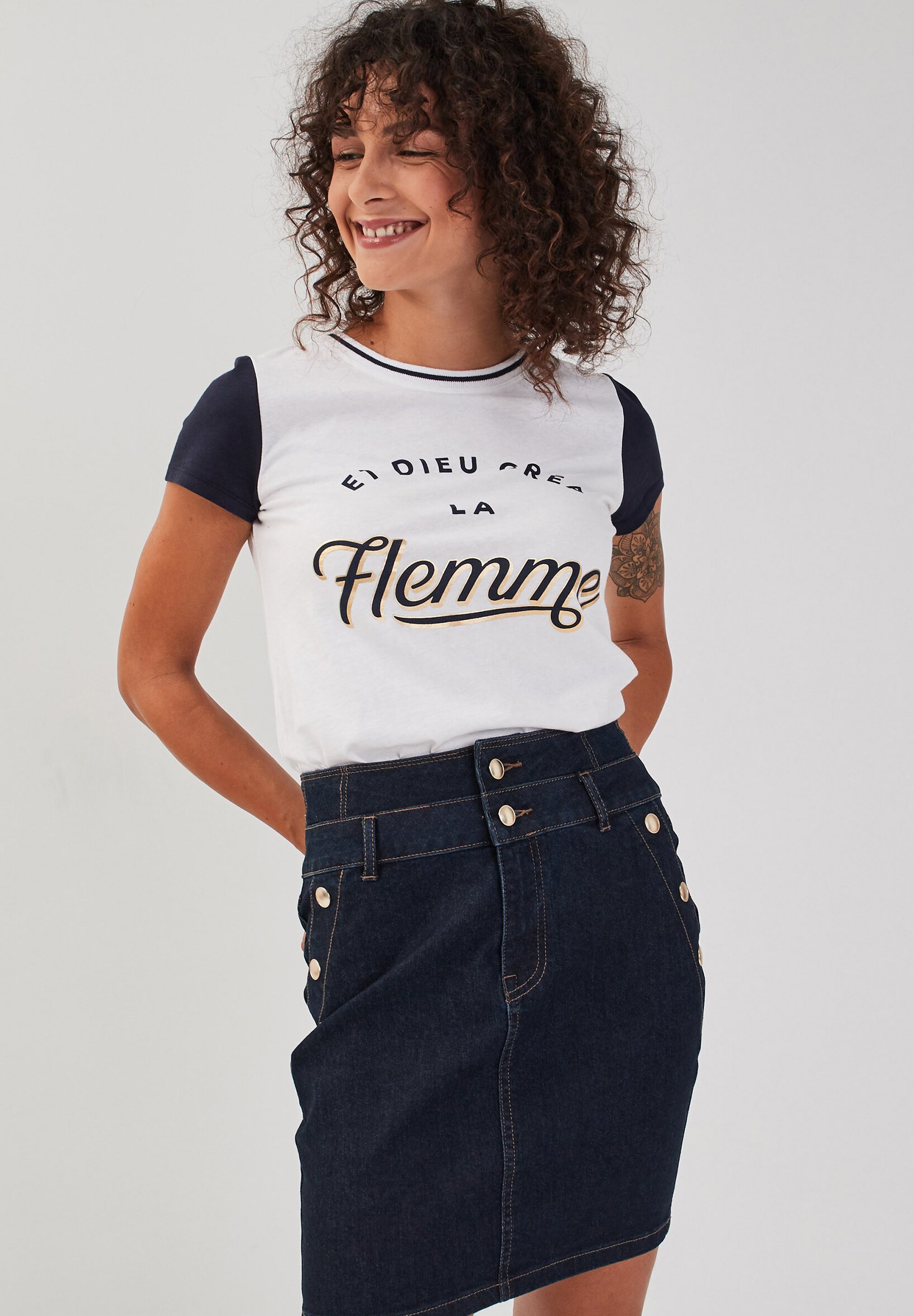 jupe jean cache cache