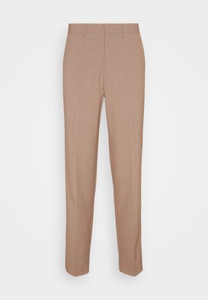 Beige bukser med skræddersyet pasform lavet af tekstureret stof, med lige ben, frontlommer og bæltestropper, samt en ren finish.