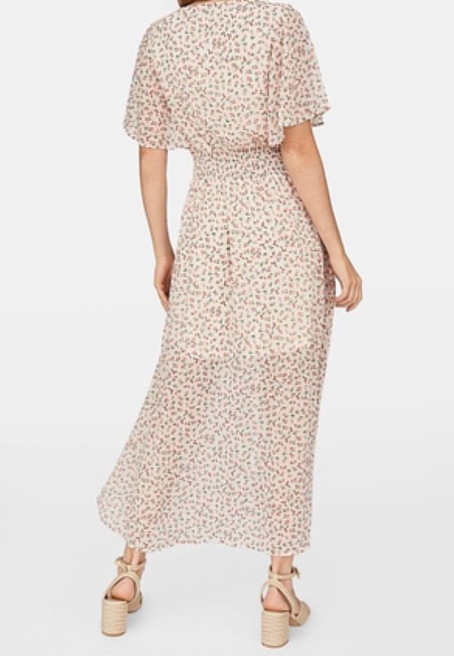 stradivarius floral midi dress Stradivarius Printed Ruched Strap Midi Dress Pastel Pink S