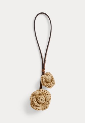 Lauren Ralph Lauren, LEATHER & CROCHETED STRAW FLOWER CHARM - Avaimenperä - natural/lauren tan