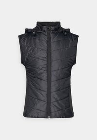 PADDED RUNNING GILET WITH HOOD &  ZIP POCKETS - Waistcoat - black