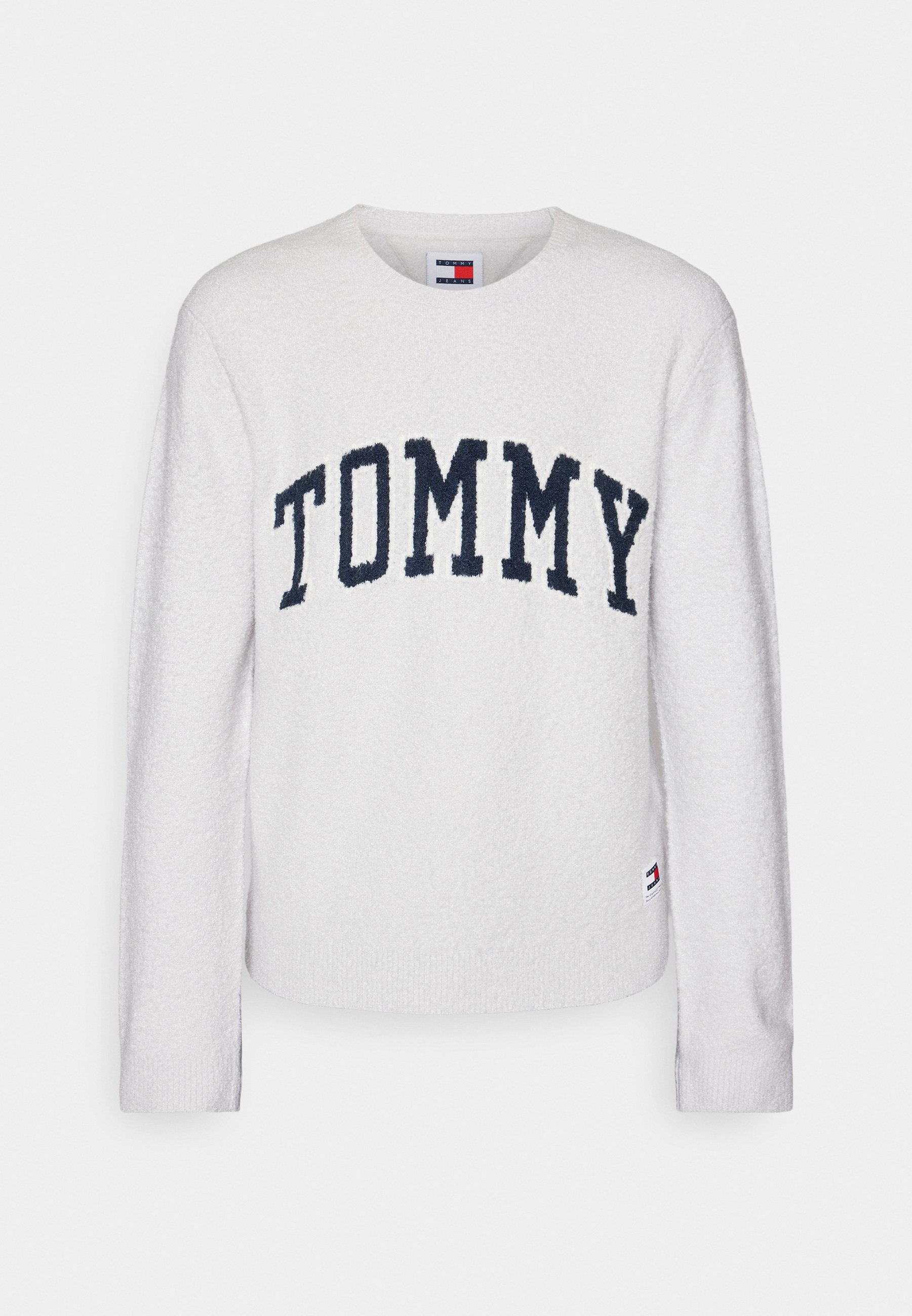 Tommy Jeans SLIM BOUCLE VARSITY SWEATER - Pullover - silver grey/gris chiné  - ZALANDO.FR