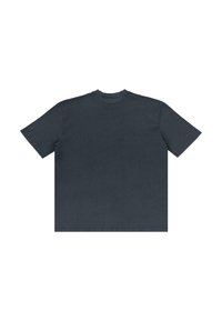 Kortærmet t-shirt i mørkegrå bomuld med rund hals og en afslappet pasform. Ensfarvet stof uden synlige mønstre eller detaljer.