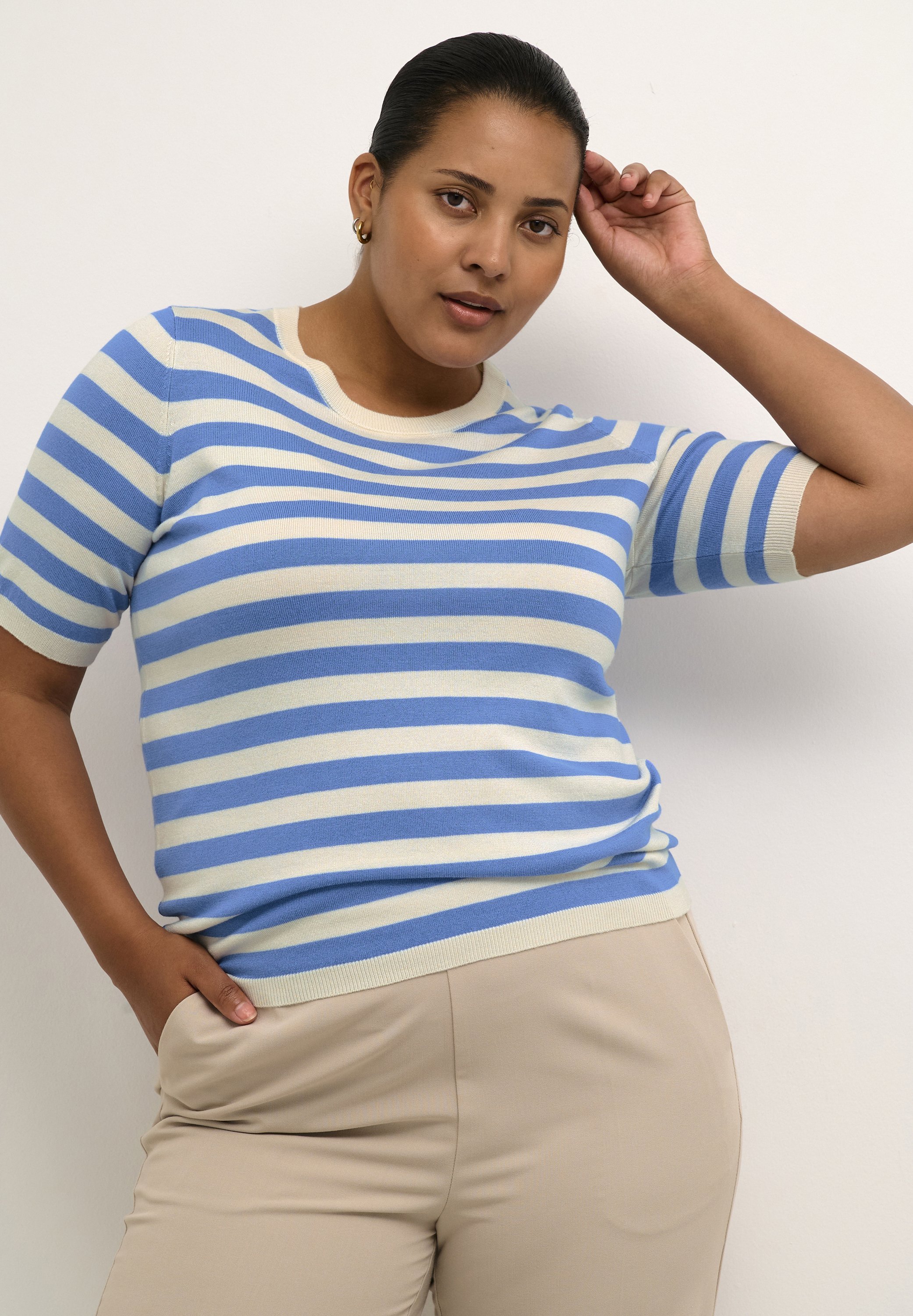 Kaffe Curve KCMALIA - Print T-shirt - ultramarine turtle. stripe
