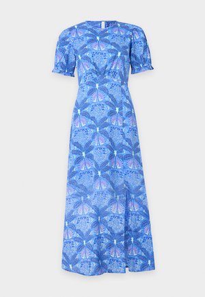 New Look, TROPICAL PRINT CREPE SHORT SLEEVE MIDI DRESS - Robe de jour - blue pattern