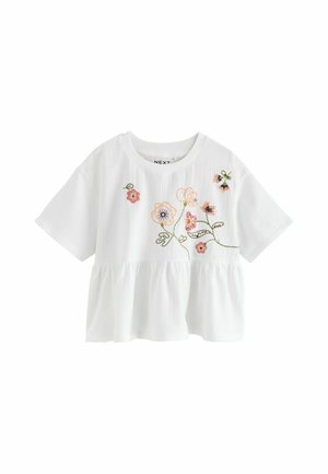 Next, REGULAR FIT - EMBROIDERED PEPLUM T-SHIRT - T-Shirt print - white floral