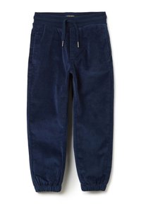 Marineblaue Kord-Jogginghosen mit elastischem Bund, Kordelzug und elastischen Bündchen. Zwei sidennahe Taschen für zusätzlichen Komfort.
