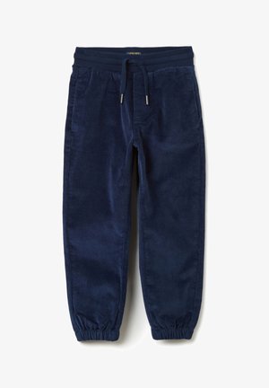 Marineblaue Kord-Jogginghosen mit elastischem Bund, Kordelzug und elastischen Bündchen. Zwei sidennahe Taschen für zusätzlichen Komfort.