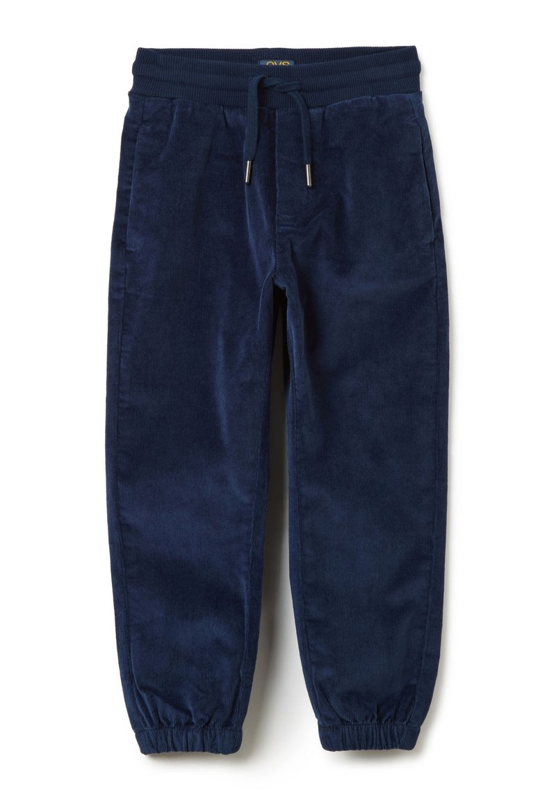 Marineblaue Kord-Jogginghosen mit elastischem Bund, Kordelzug und elastischen Bündchen. Zwei sidennahe Taschen für zusätzlichen Komfort.